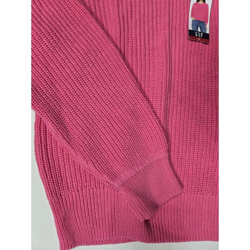 GAP Women’s Pink Ribbed Crewneck Sweater Size XL Cotton Knit Pullover New - Picture 3 of 5